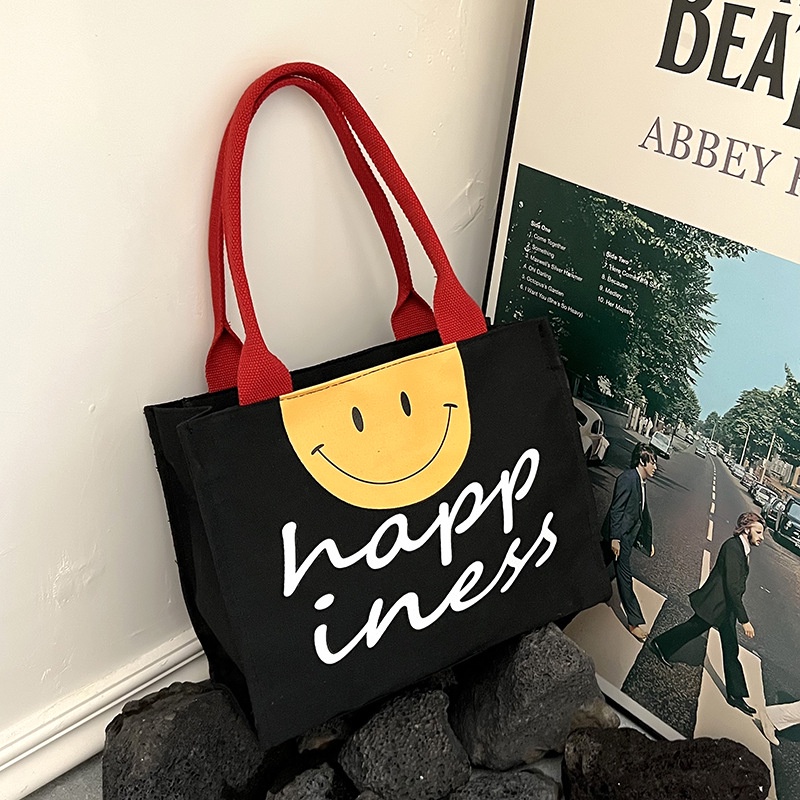 Túi Xách Canvas Cỡ Lớn Phối Màu Tương Phản Thời Trang Hàn Quốc Cho Nữ