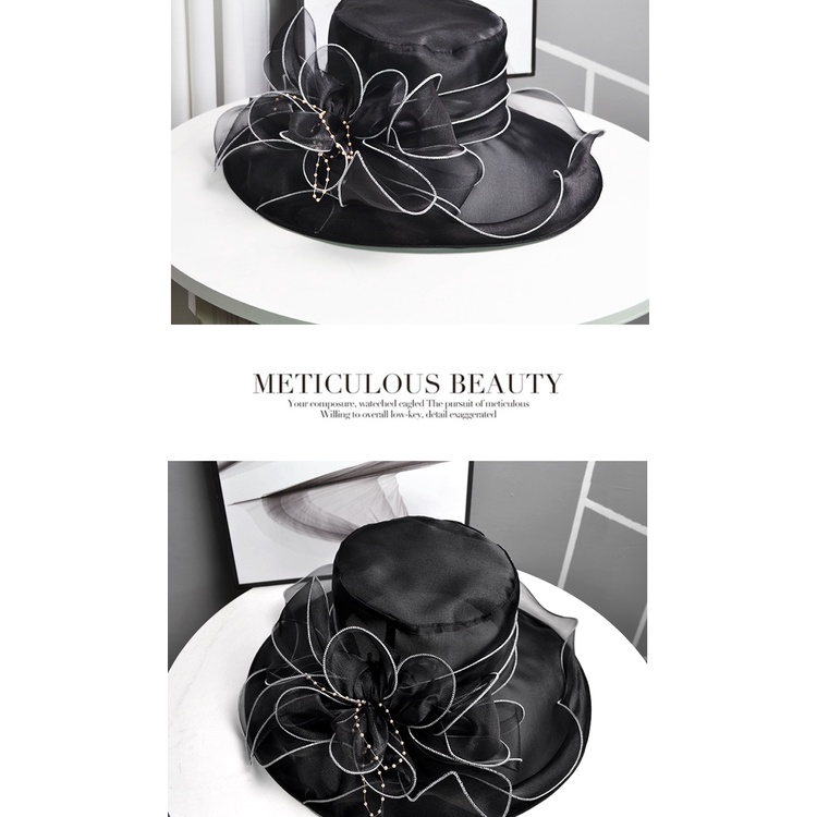 Nón Rộng Vành Phối Hoa Thời Trang Cho Nữ