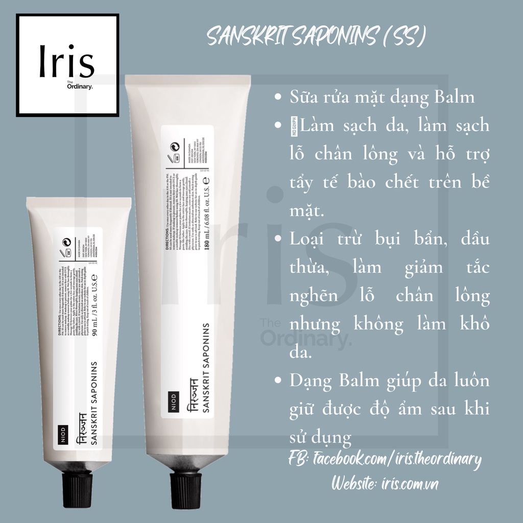 (BILL HÃNG) Sữa rửa mặt dạng Balm Sanskrit Saponins (SS) - NIOD