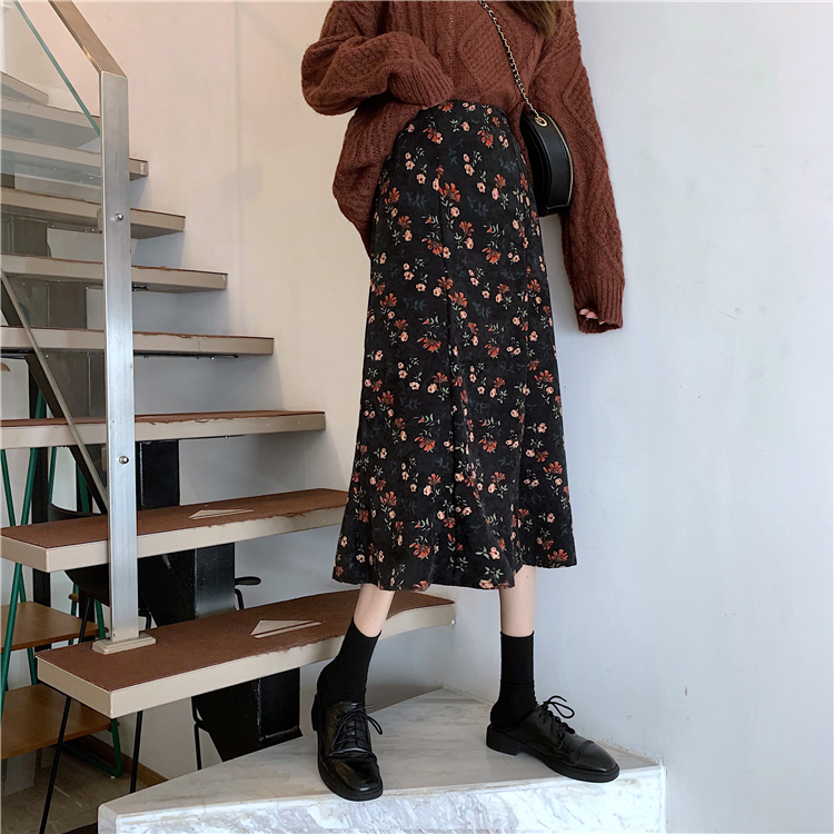 [Mã FAGREEN55 giảm tới 30K đơn 99K] Chân Váy XIAOZHAINV Lưng Cao Họa Tiết Hoa Phong Cách Hàn Quốc Retro | BigBuy360 - bigbuy360.vn