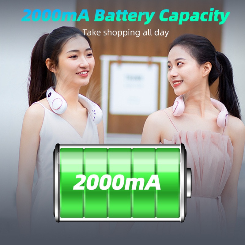 Quạt điện đeo cổ HdoorLink nhỏ gọn phong cách thể thao không cánh yên tĩnh mini kèm sạc USB
