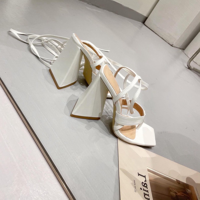 Giày Sandal chiến binh xỏ ngón dây quấn chân cao 9 phân sang chảnh chất da siêu đẹp