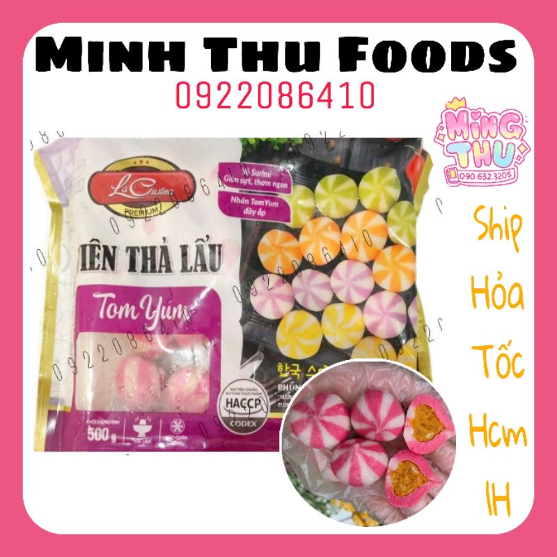 Viên thả lẩu nhân tomyum / bánh bao hồng tomyum 500g Lacusina