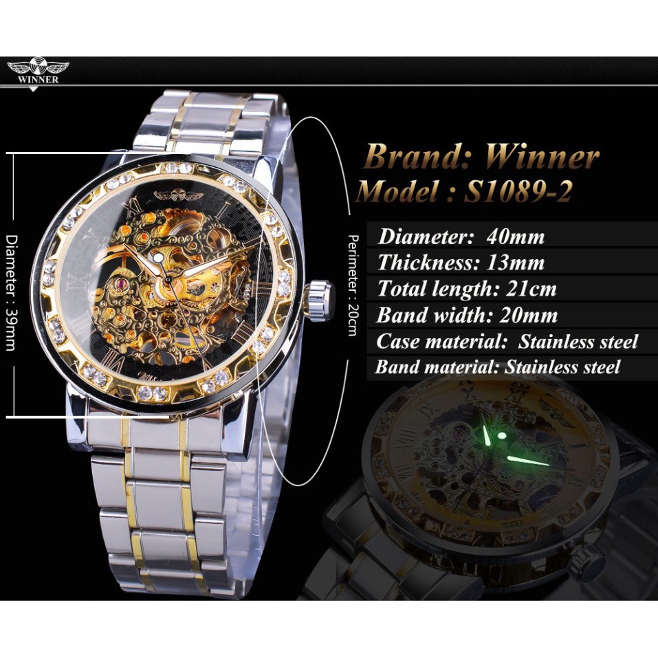 ĐỒNG HỒ CƠ NAM AUTOMATIC WINNER DÂY THÉP CAO CẤP