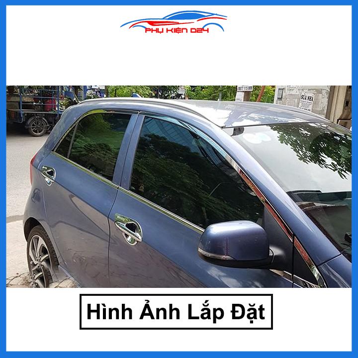 Bộ nẹp viền chân kính cong kính Kia Morning 2012-2021 Inox sáng bóng chuẩn form xe
