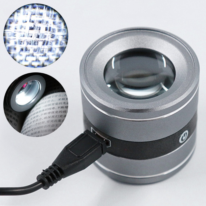 Kính Lúp Phóng Đại 10X Có Đèn LED UV Cầm Tay Sạc USB