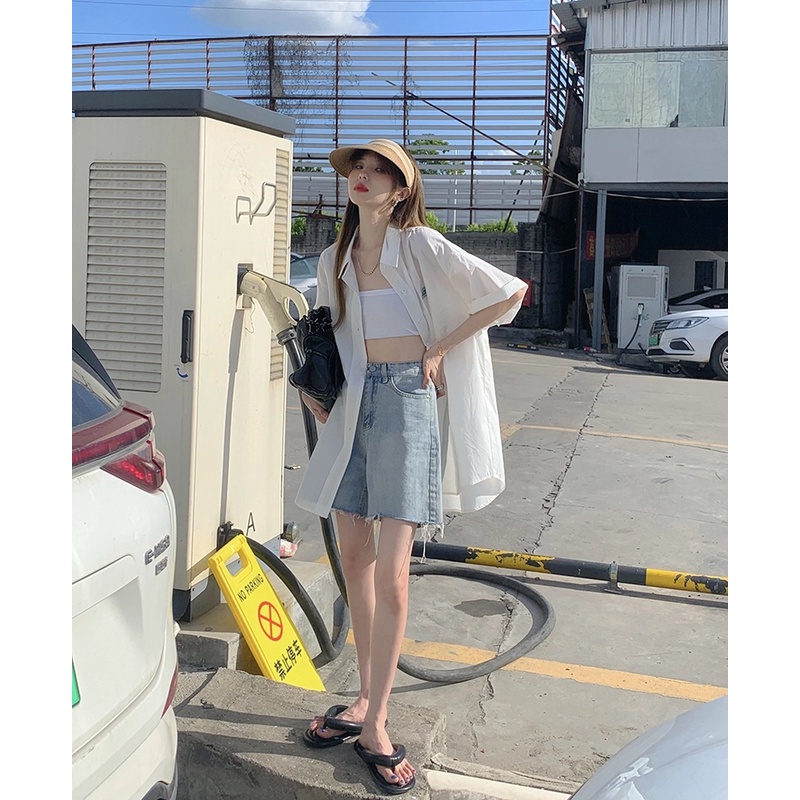 Áo sơ mi tay ngắn nữ thêu mạc, áo form rộng đi học ulzzang Fmstyle Saigon 21SU08N161301