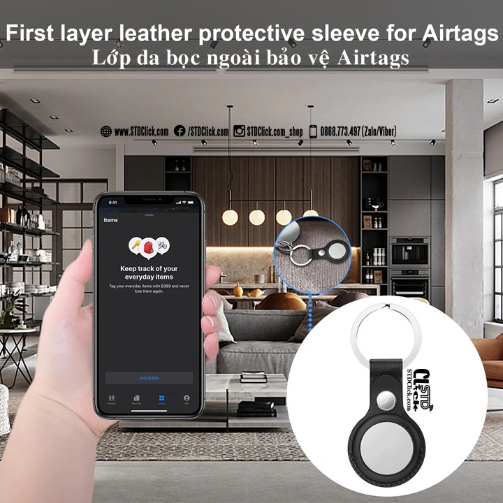 MÓC TREO AIRTAGS MUTURAL LEATHER DA CHÍNH HÃNG