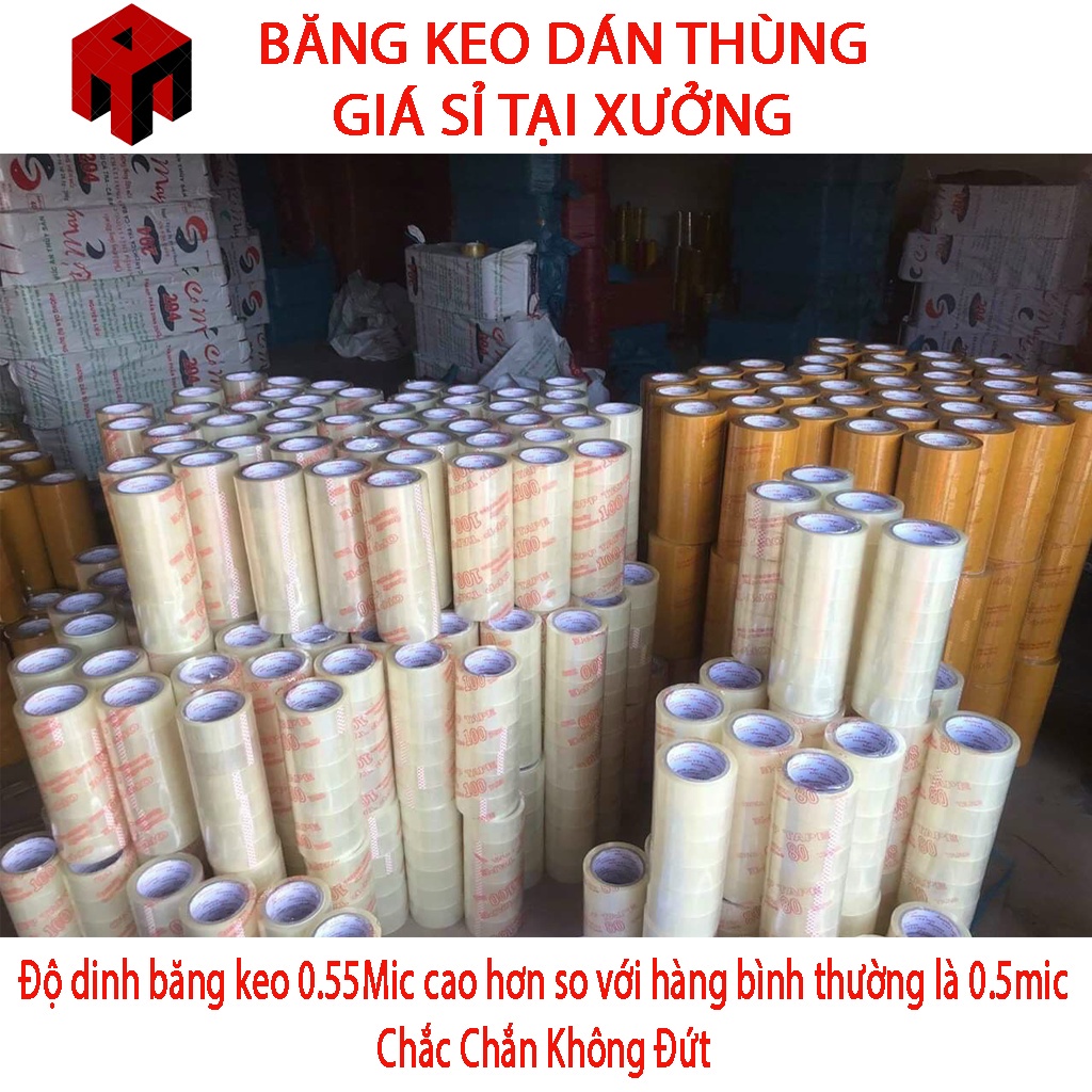 🔴HỎA TỐC 1H || CHUẨN 1,2KG - BĂNG KEO 100 YARD DÁN THÙNG - 1 CÂY 6 CUỘN, ĐỘ DÍNH BĂNG KEO 0.55Mic CHẮC DAI KHÔNG ĐỨT.