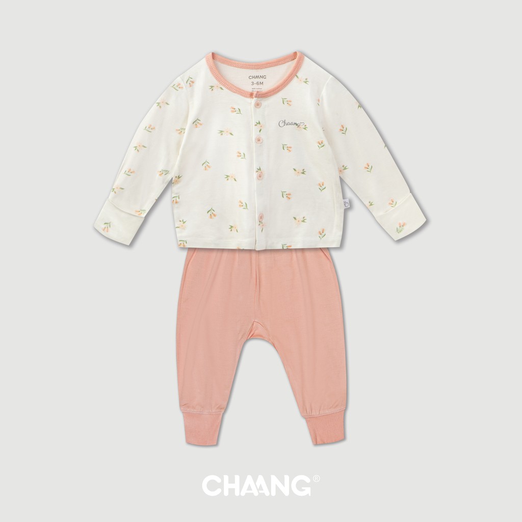 Bộ dài cúc giữa SUMMER trắng, quần áo, phụ kiện, đồ sơ sinh Chaang cotton an toàn cho bé
