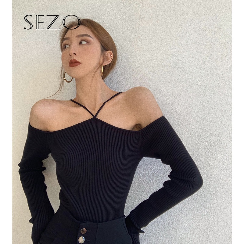 QKOOLE  Korean women's clothing  Long sleeve top with slim neck