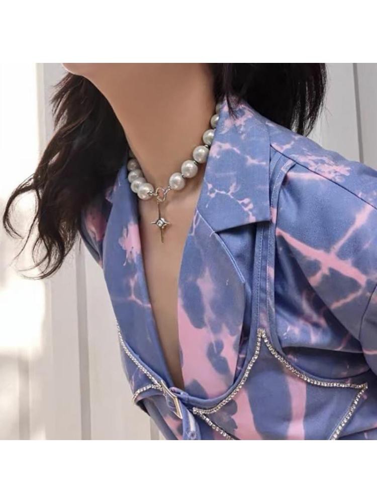 Dây Chuyền Ngọc Trai Nhân Tạo Mặt Ngôi Sao Phát Sáng