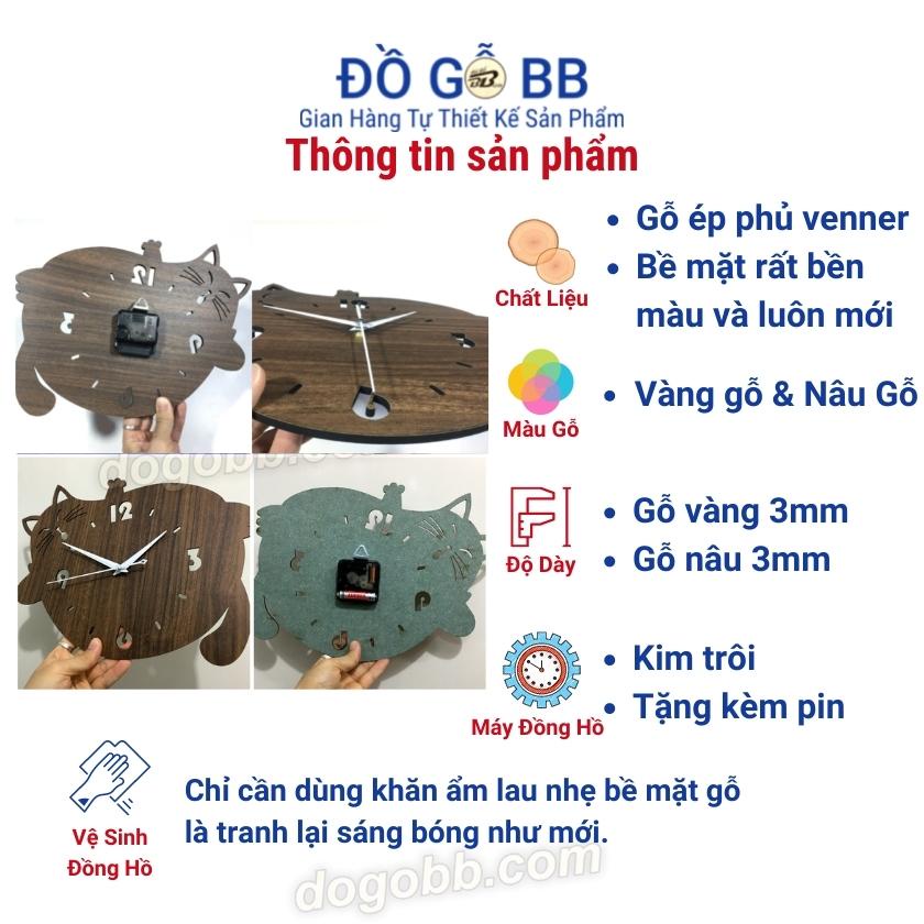 27x33cm Mèo Lười Đồng Hồ Treo Tường Giá Rẻ Hình Mèo Phim Hoạt Hình Ma Mút Cho Trẻ Em Đẹp Bằng Gỗ Trang Trí - Đồ Gỗ BB