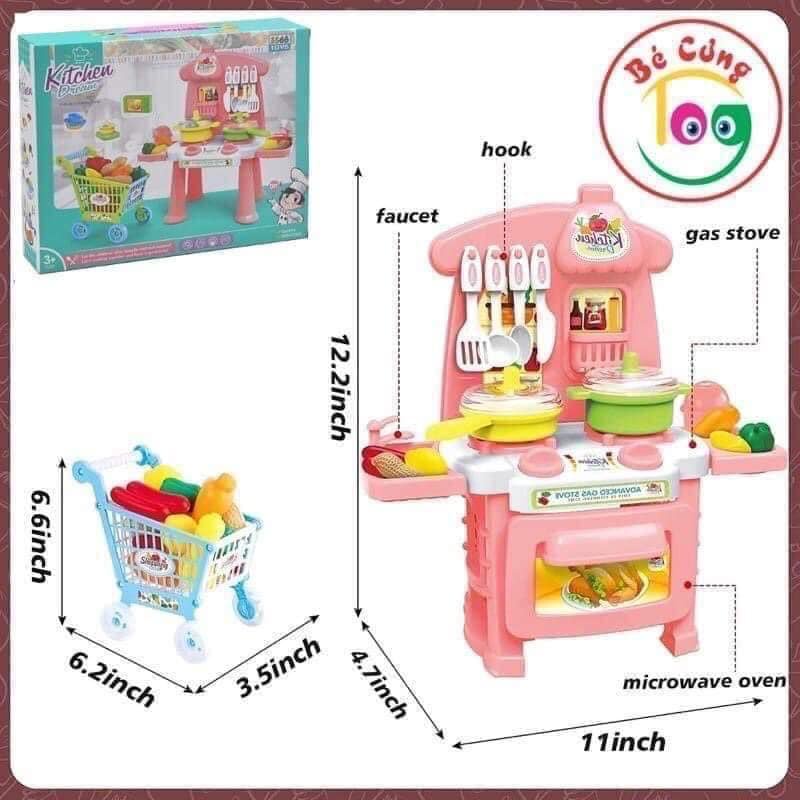 Bộ đồ chơi nấu ăn nhà bếp KITCHEN DREAM cho bé kèm xe đẩy đồ chơi mô phỏng đồ dùng nhà bếp thông minh