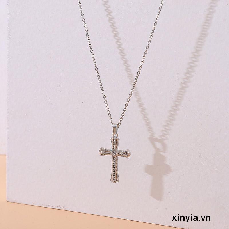 Vòng cổ Mặt Hình Thánh Giá Đính Đá Phong Cách Retro Sang Trọng Cho Nam Nữ