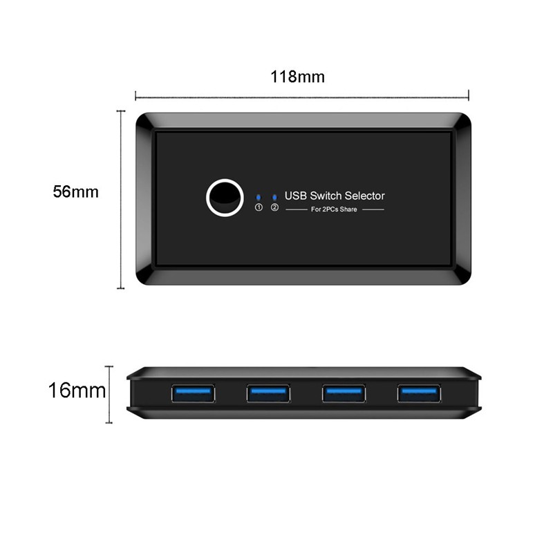 Bộ Chia 4 Cổng Usb 3.0 Kvm 2 Cổng Cho Bàn Phím Máy Tính