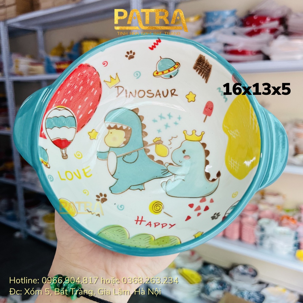 Bộ bát đĩa sứ hình khủng long siêu dễ thương cho bé - chén đĩa cute cho cả gia đình