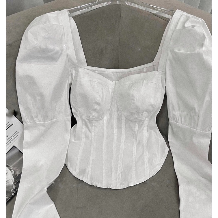 [ FREESHIP ]Hình chính chủ YenCloset - Áo cổ vuông cúp ngực sang chảnh dễ phối đồ