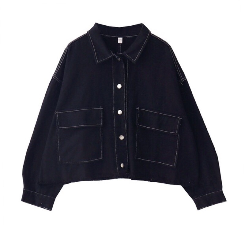 Áo khoác denim form crop
