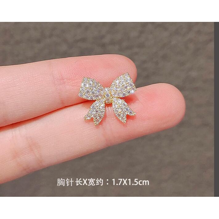 Trâm Cài Áo Hình Nơ Đính Đá Dễ Thương Thời Trang Phong Cách Hàn Quốc Cho Nữ