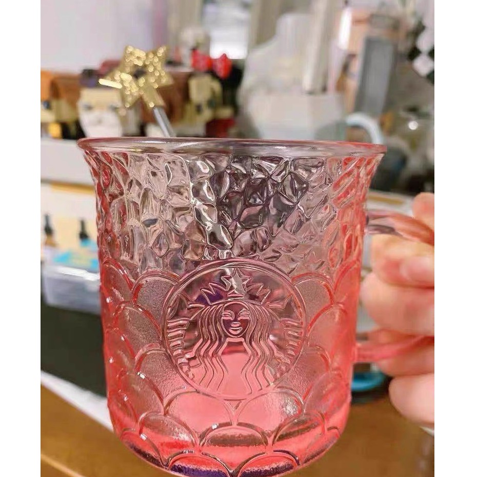 Ly cốc thủy tinh STARBUCKS Mermaid Hồng Dung tích 355ml