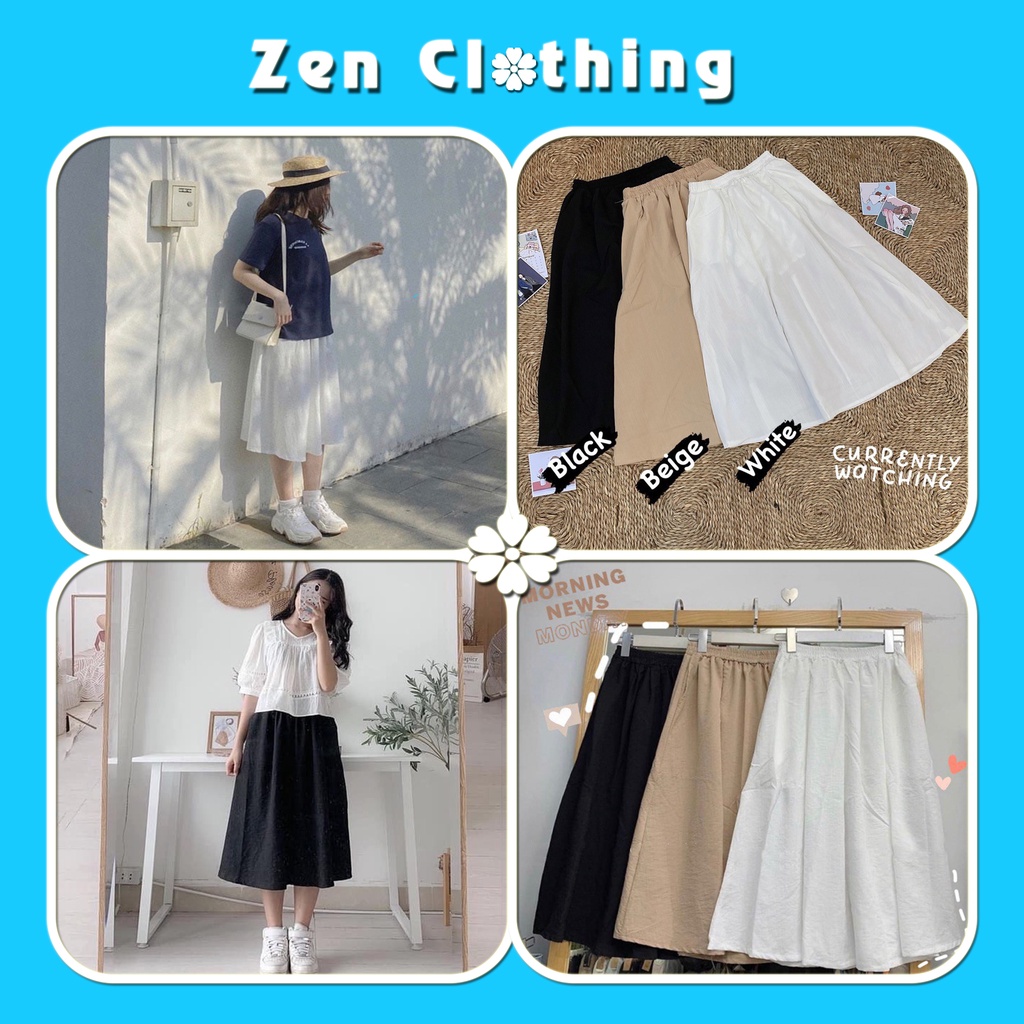 Chân váy nữ đũi xẻ túi hàn chân váy ngắn midi nữ ulzzang Zen Clothing Zen010