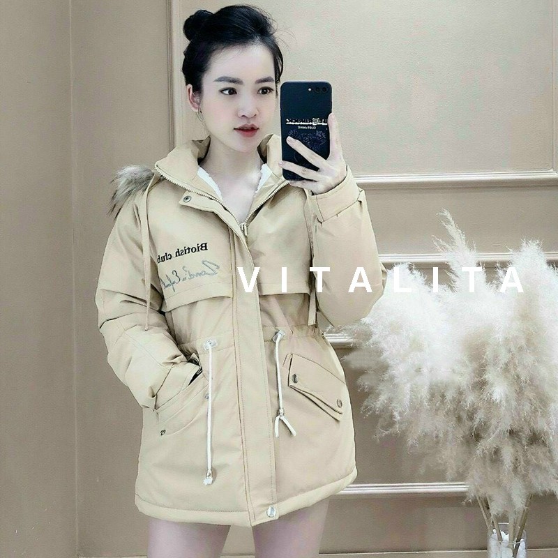 Áo Parka nữ có lớp lót lông giữ nhiệt chất liệu phao Kaki có mũ lông - Áo khoác đại hàn mặc cực ấm | WebRaoVat - webraovat.net.vn