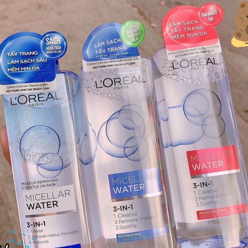 Nước tẩy trang làm sạch, dưỡng ẩm cho mọi loại da L'Oreal 3-in-1 Micellar Water 400ml