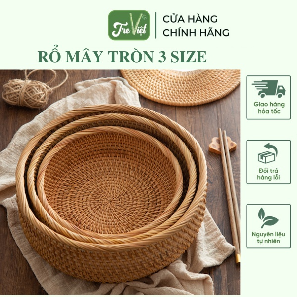 Rổ mây size nhỏ đựng đồ nhiều kích thước - Bát mây guột decor trang trí chụp hình - Rattan Bowl