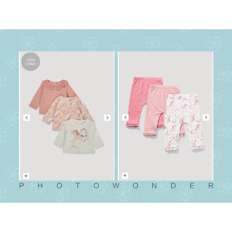 Set3 bộ thun dài tone hồng bé gái, hàng Mata.l@n UK săn SALE