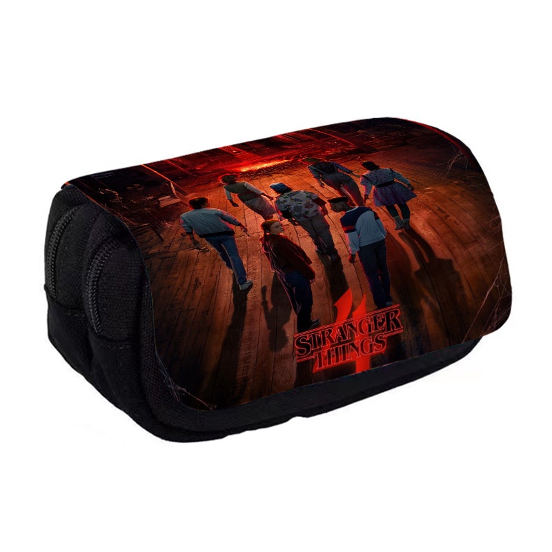Bộ 4 Hộp Bút In Hình Phim Hoạt Hình Stranger Things Dành Cho Học Sinh Tiểu Học