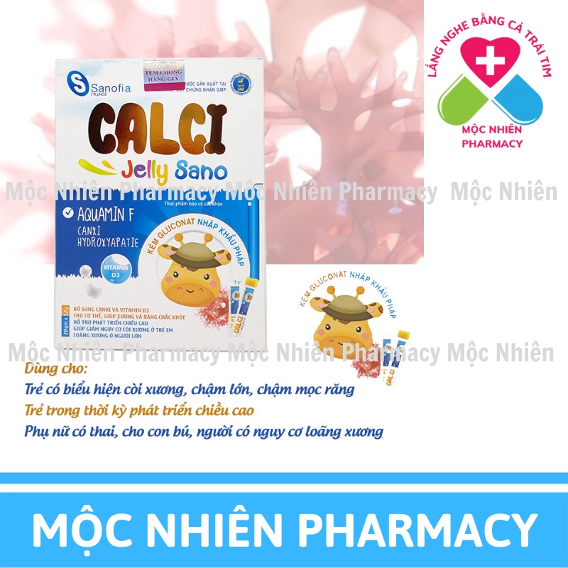 Canxi Hữu Cơ Cho Bé, Canxi Nano Mk7, Calci Jelly Sano, Tăng Cường Hấp Thu, Không Lo Bị Nóng, Dạng Thạch DễĂn, Hộp 20 Túi