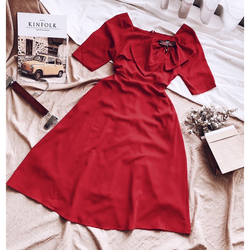 Đầm đi tiệc 🌷Hình thật 100%🌷Đầm xoè đỏ tay lỡ | BigBuy360 - bigbuy360.vn