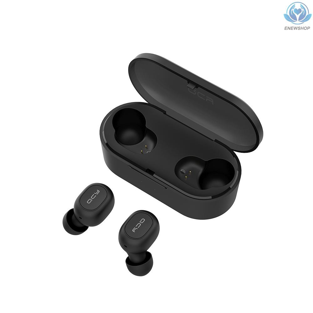 【enew】QCY BT5.0 Earphone TWS Earbuds Wireless Headphone Mini Stereo Earphones IPX4 Waterproof for Smartphones (Black)