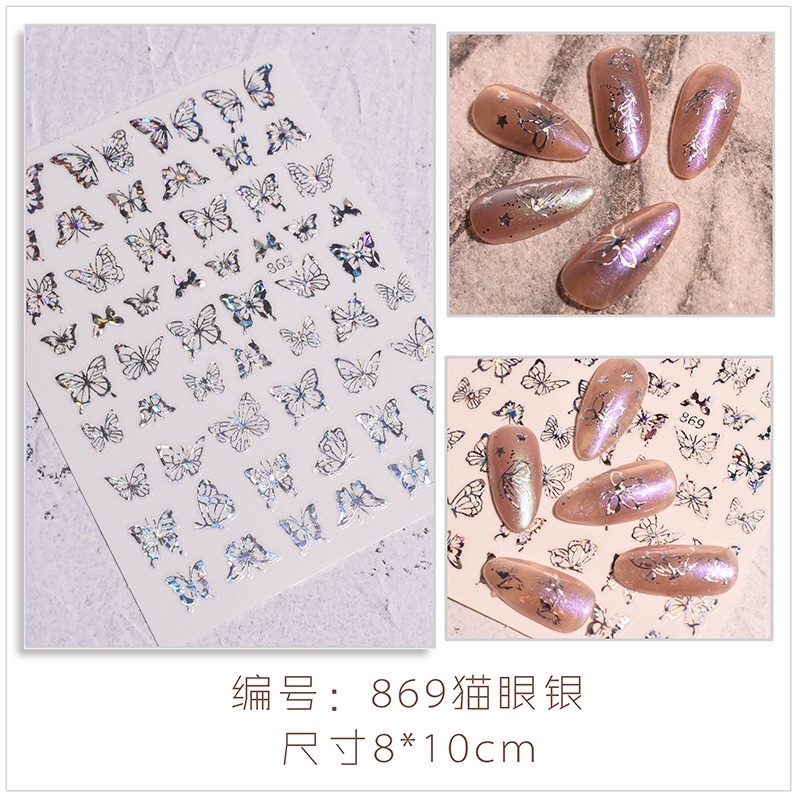 Vỉ 180 sticker dán móng tráng gương siêu xinh cho bạn gái