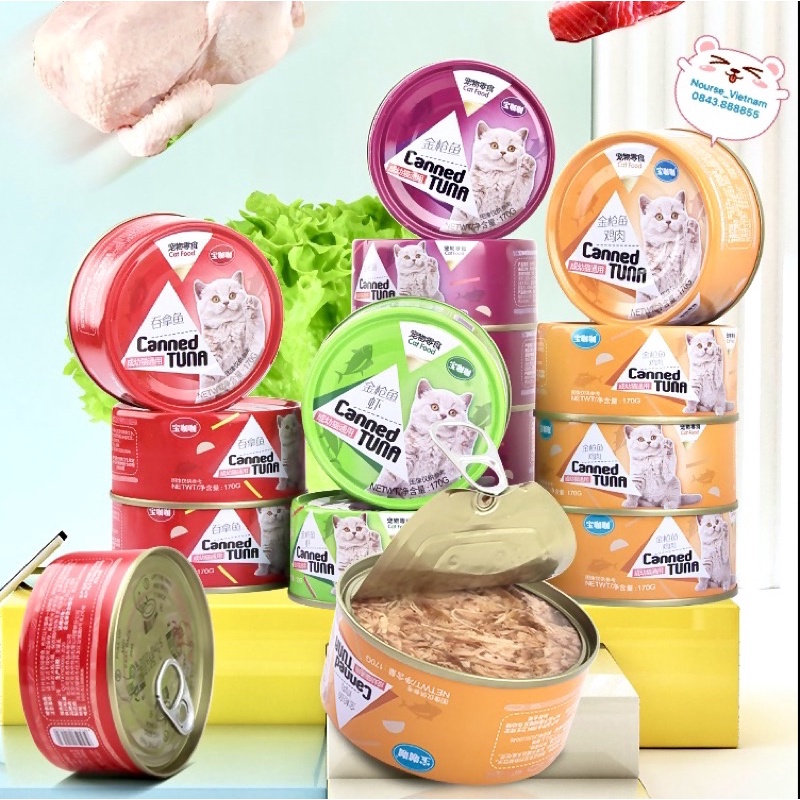 Pate Canned Tuna cao cấp dành cho mèo, siêu thơm ngon full thịt (170gr)