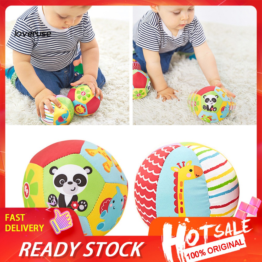 WJ_Infant Baby Toddler Kids Soft Stuffed Ball Animal Pattern Bell Sports Crib Toy