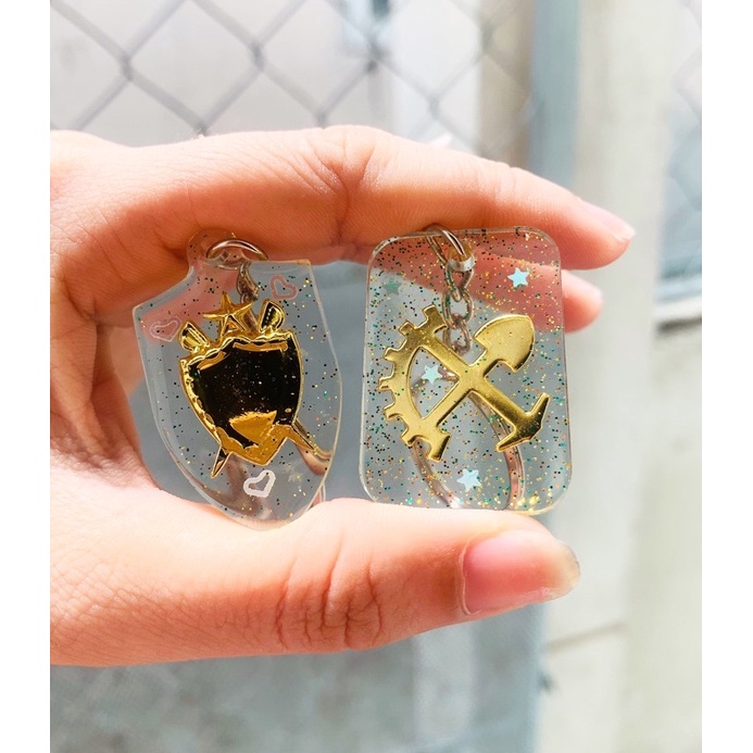 Móc khoá bộ đội resin trong suốt theo quân binh chủng hình ngôi sao, tròn, vuông 2-3cm