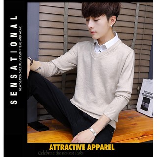 Áo len nam giả cổ sơ mi chất dày dặn mềm mịn