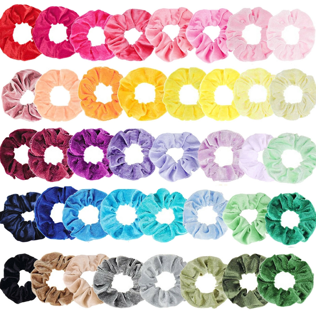 Colorful Velvet Elastic Hair Scrunchies/ Women Simple Hair Bands/ INS Girls Daily Basic Rubber Bands