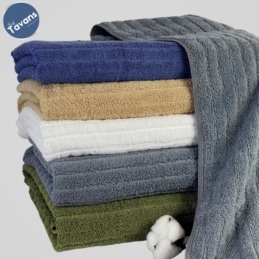 Khăn tắm, khăn mặt cotton cao cấp TAVANS - Kẻ Jacquard 450