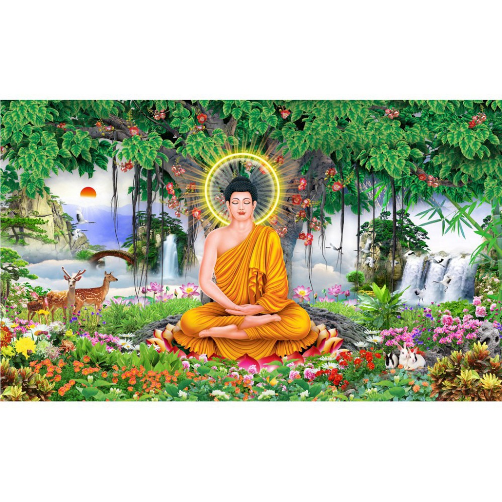 Tranh dán tường Phật Thich Ca cây bồ đề UD0825