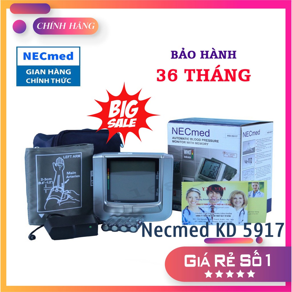 ❤️ Máy Đo Huyết Áp Bắp Tay Necmed KD-5917 Tự Động, Thiết Kế Nhỏ Gọn, Kết Quả Chính Xác, Nhanh Chóng, Bảo Hành 36 Tháng