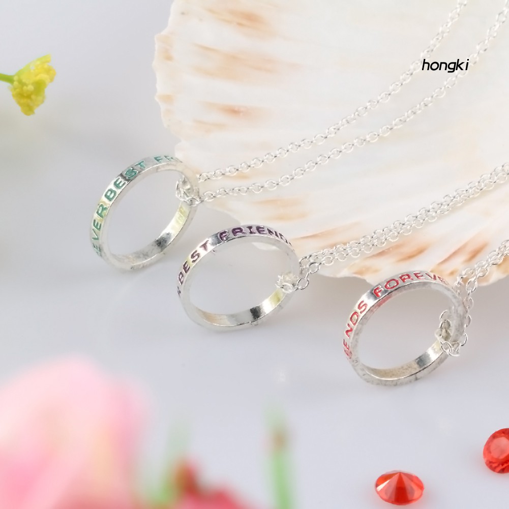 Set 3 Vòng Cổ Mặt Nhẫn Khắc Chữ Best Friend Đơn Giản Thời Trang Cho Nữ
