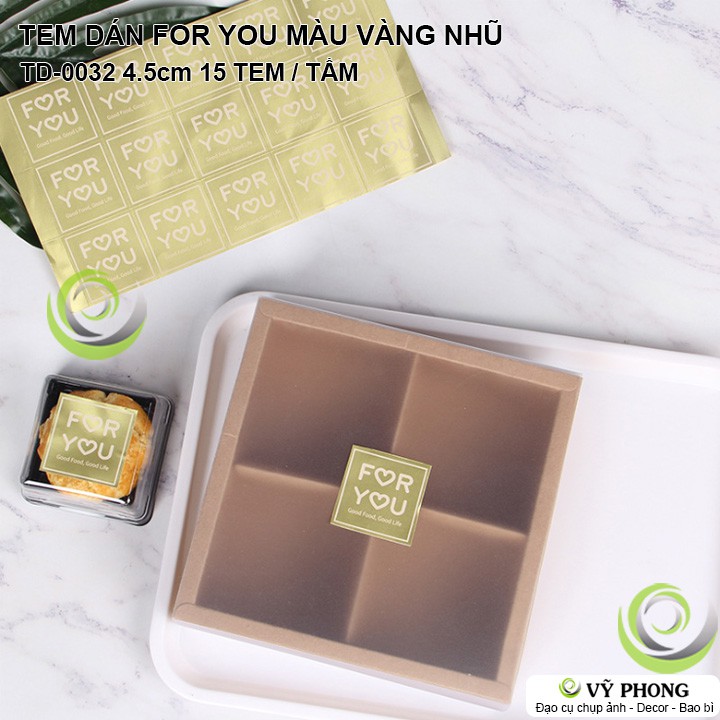 TEM DÁN STICKER CHỮ FOR YOU NHŨ VÀNG NHÃN DÁN TRANG TRÍ HỘP QUÀ BAO BÌ BÁNH KẸO TD-0032