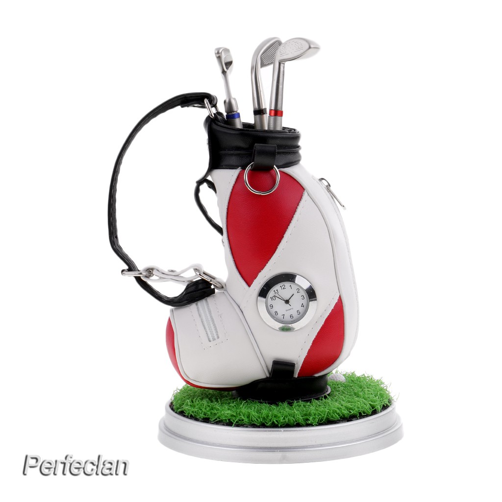 Giá Đỡ Túi Đựng Bút &amp; Đế Cỏ &amp; 3 Gậy Đánh Golf Để Bàn Trang Trí