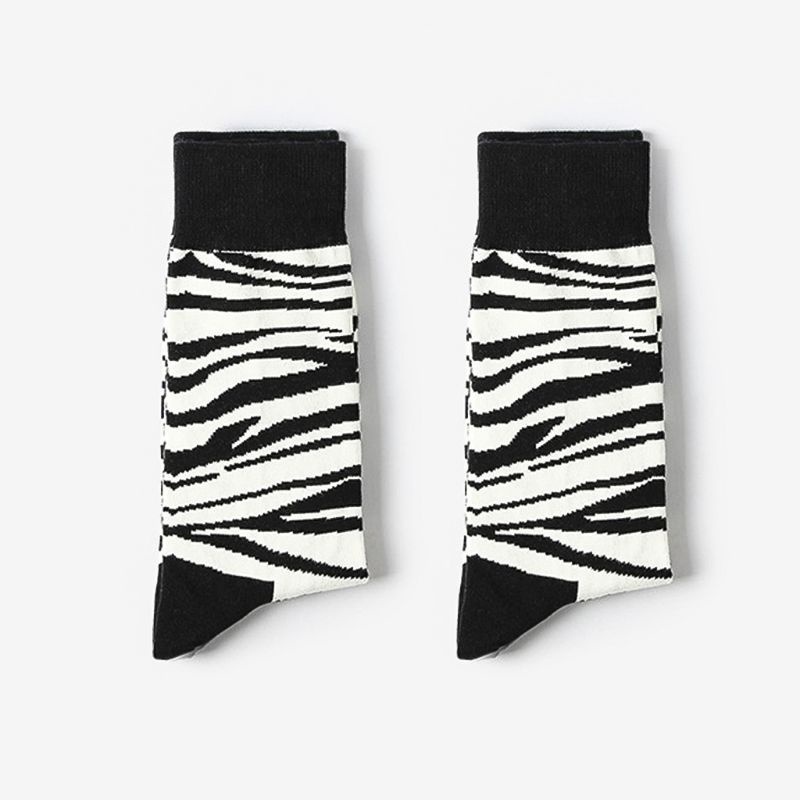 Youyo Đôi Vớ In Hình Ngựa Vằn Trắng Đen Vui Nhộn Phong Cách Harajuku Hip Hop Đường Phố Unisex