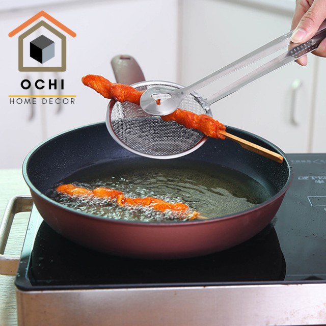 Kẹp vợt đồ chiên 2 in 1, kẹp vợt gắp đồ rán chuyên dụng inox