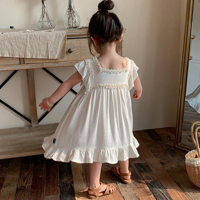 Đầm Tay Cánh Tiên Thêu Họa Tiết Cổ Điển Thời Trang Mùa Hè Cho Bé Gái