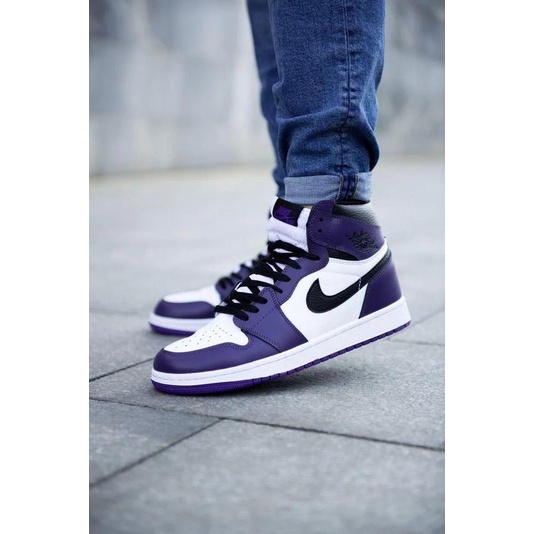 Giày Nike Jordan 1 Retro Court Cổ Cao Trắng/Tím